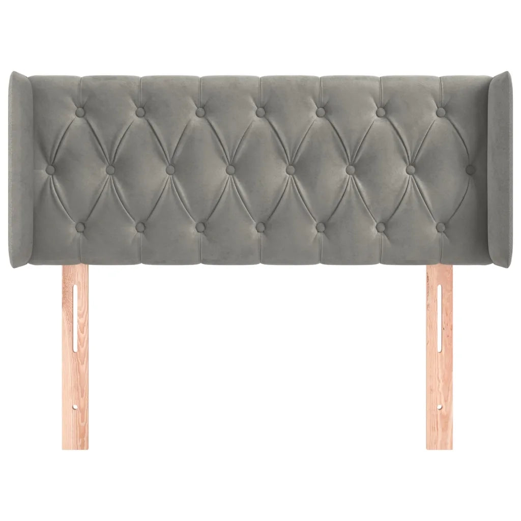 Testiera ad Orecchio-Testata con Orecchie Grigio Chiaro 93x16x78/88 cm in Velluto 549216