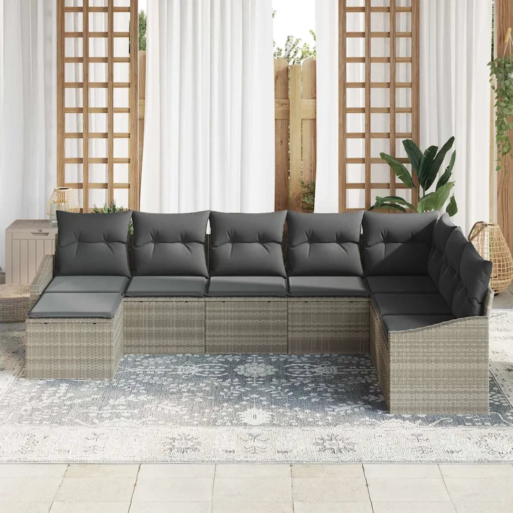 Set Divano da Giardino 8 pcs Grigio chiaro polyrattan 3355511