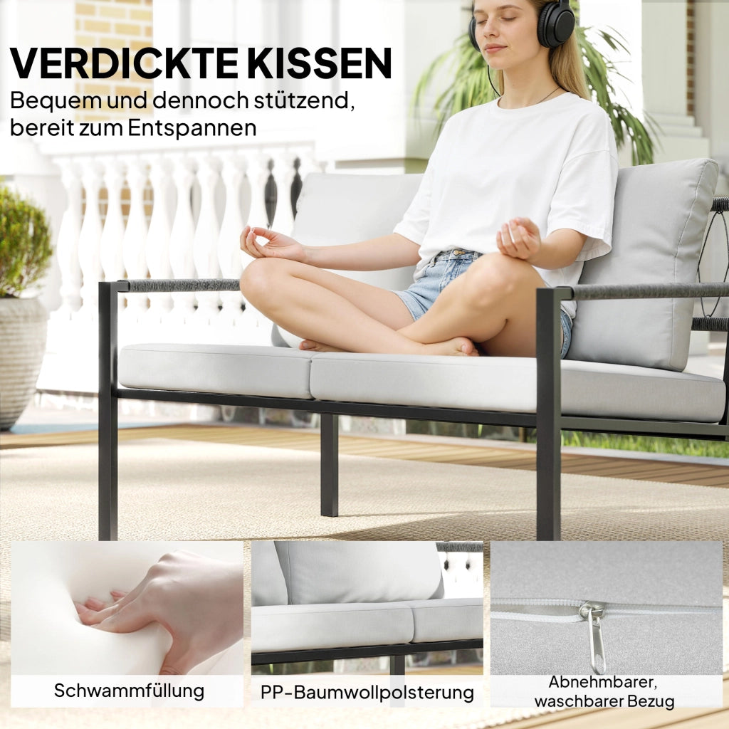 Set Divano Esterno 4 Posti con Tavolino ¨C Minimal ¨C Grigio Chiaro