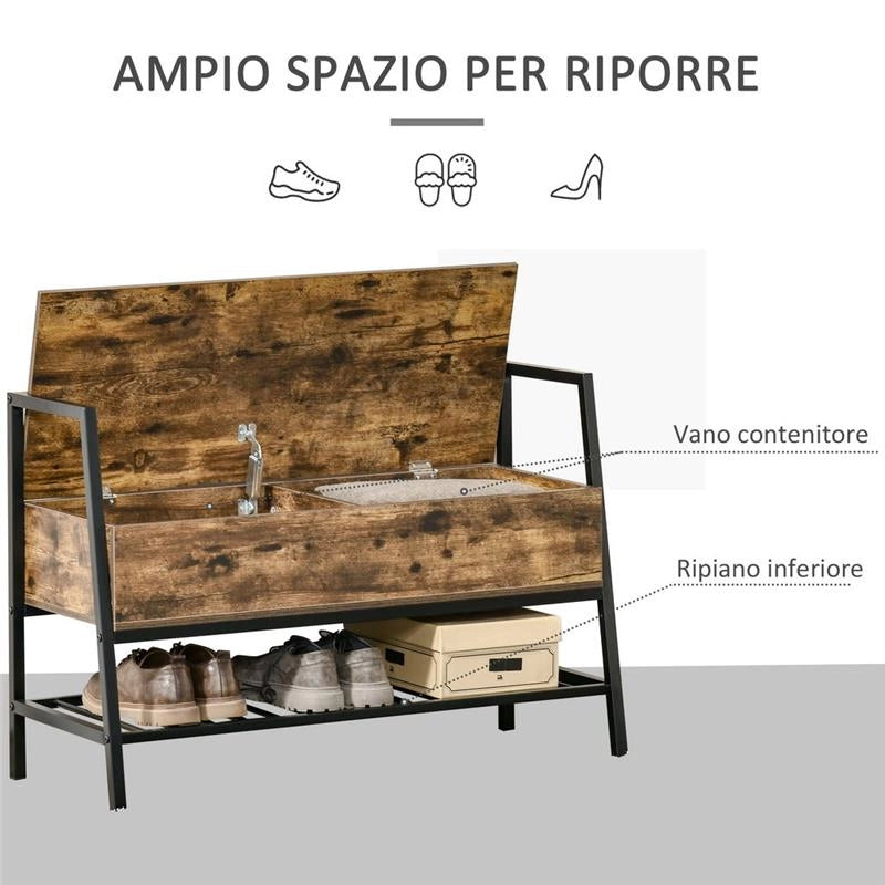MOBILE SCARPIERA CON VANO CONTENITORE LEGNO E METALLO MARRONE