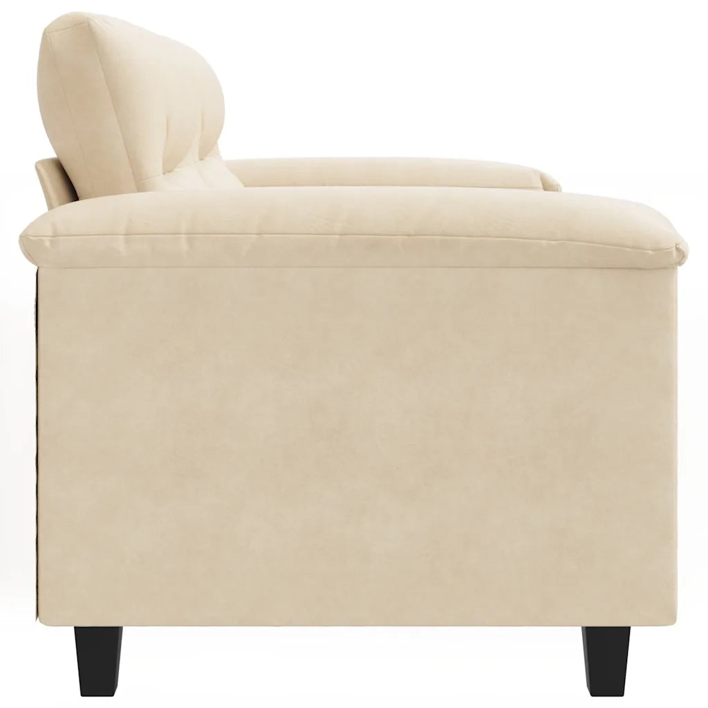 Divano a 2 Posti-Sofa 2 Posti Crema 120 cm in Tessuto Microfibra