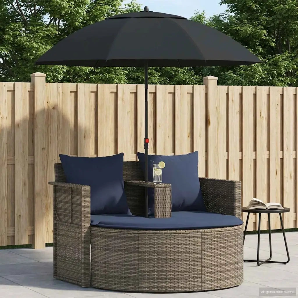 Divano da giardino 8 pcs Grigio e Blu Navy polyrattan 42025903