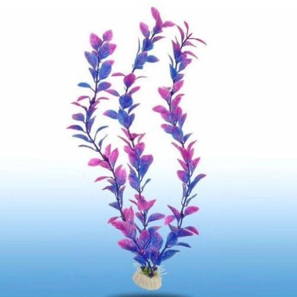 Trade Shop - Pianta 32 Cm Piantina Artificiale Per Acquario Piante Finte Plastica Color Viola -