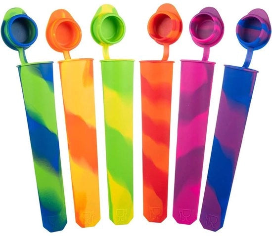 Set di confezione per gelato in silicone riutilizzabile da 6 pezzi - BPA libero - flessibile e duraturo - con coperchio - 100% sicuro per l'alimentazione - confezione per gelato