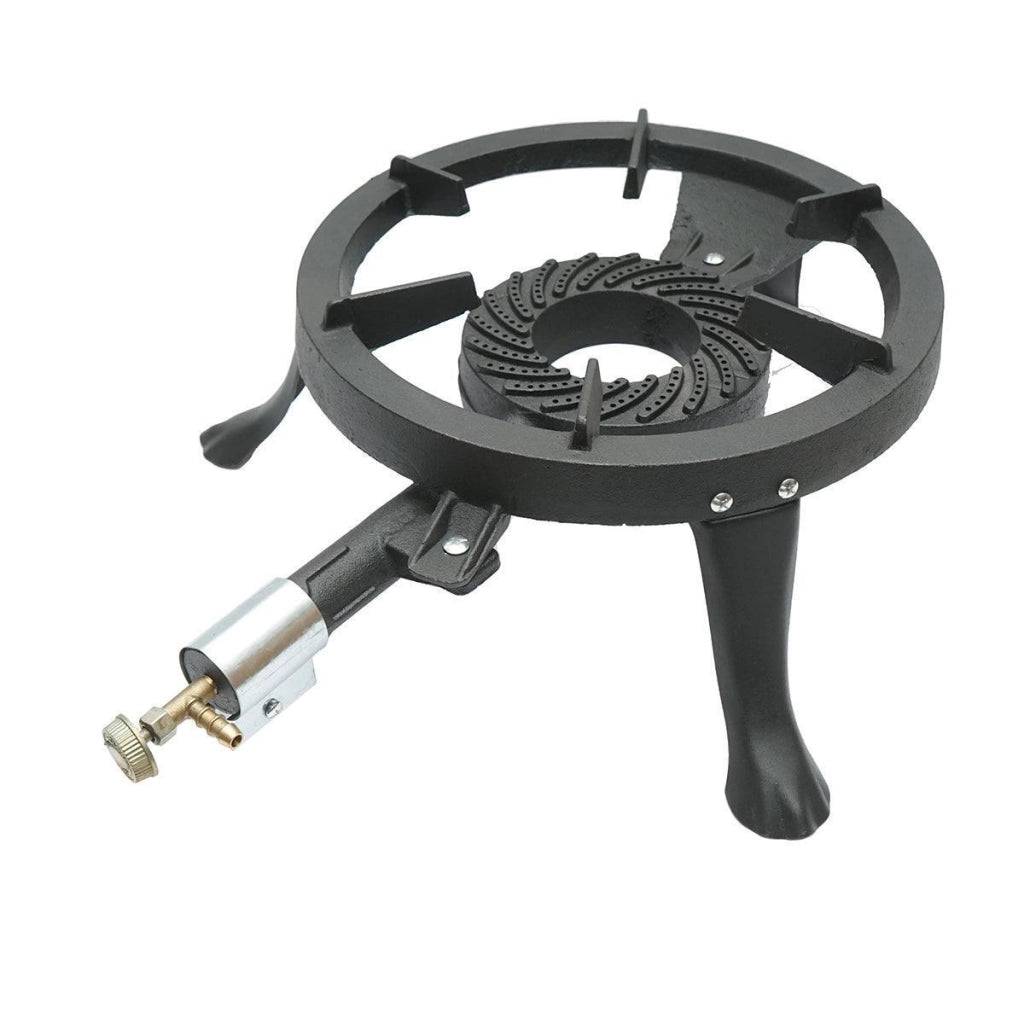 Fornellone a Gas Portatile in Ghisa, 3 Piedi, 330×110 mm, Bruciatore 106 mm, 6 kg, Fornello Ghisa per Campeggio e Esterni
