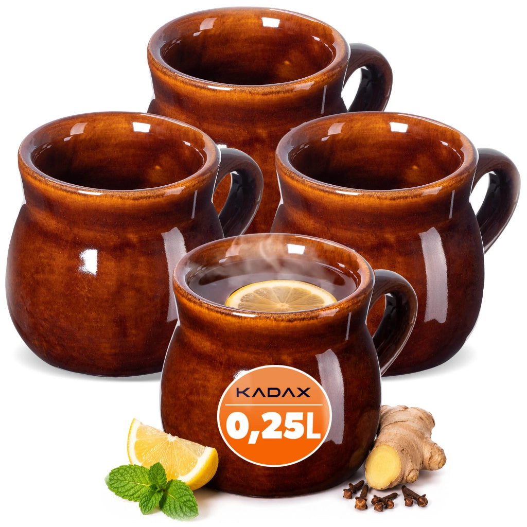 Set di 4 tazze da vin brulé KADAX da 250 ml con manico in gres.