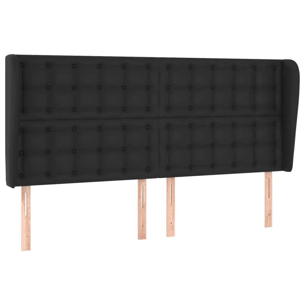 Testiera ad Orecchio-Testata con Orecchie Nera 183x23x118/128 cm in Similpelle 811333