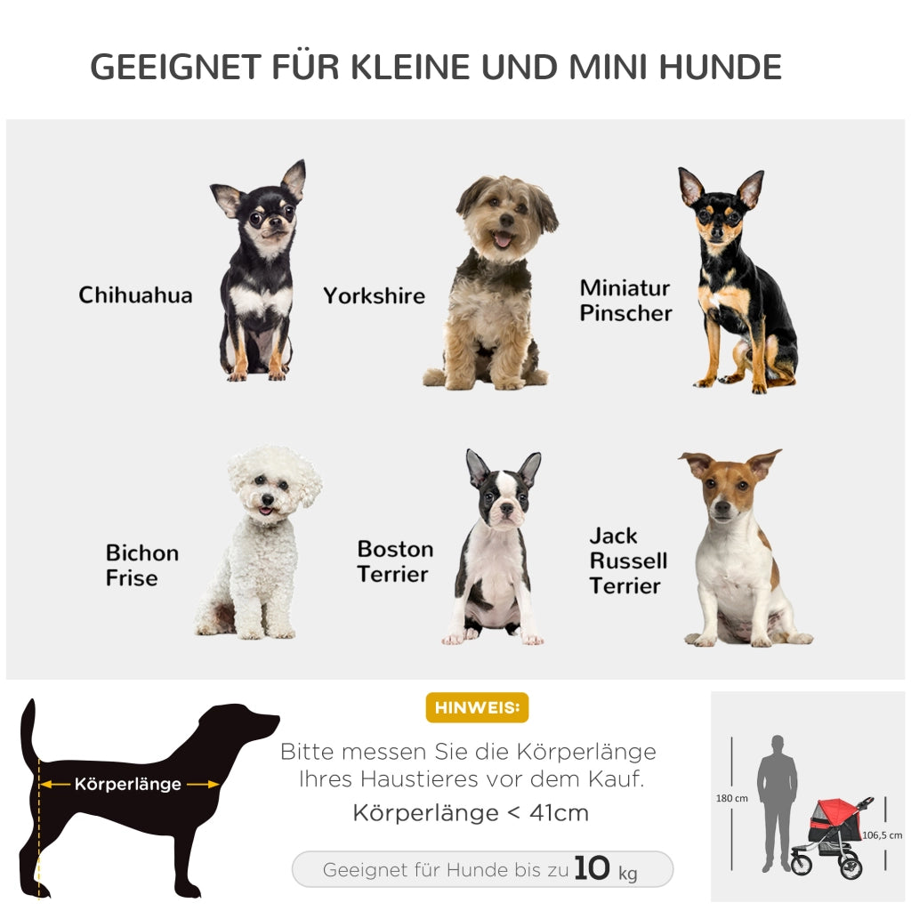 Carrello per animali domestici pieghevole ¨C Minimal ¨C Rosso