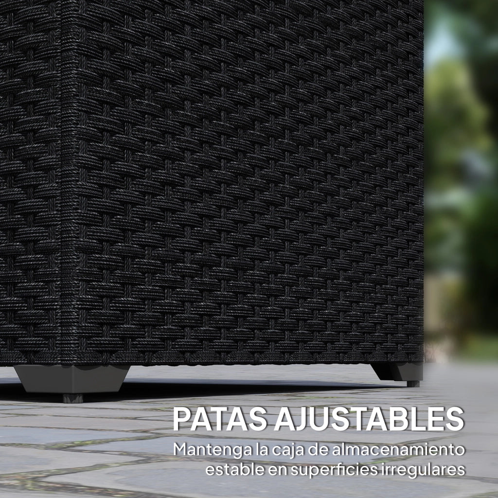 Cassa per esterno in rattan 253L con cerniera e telaio in acciaio nero ¨C Minimal ¨C nero
