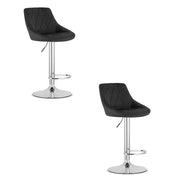 Set di 2 Sgabelli da Bar Kast in Velluto Nero e Cromo