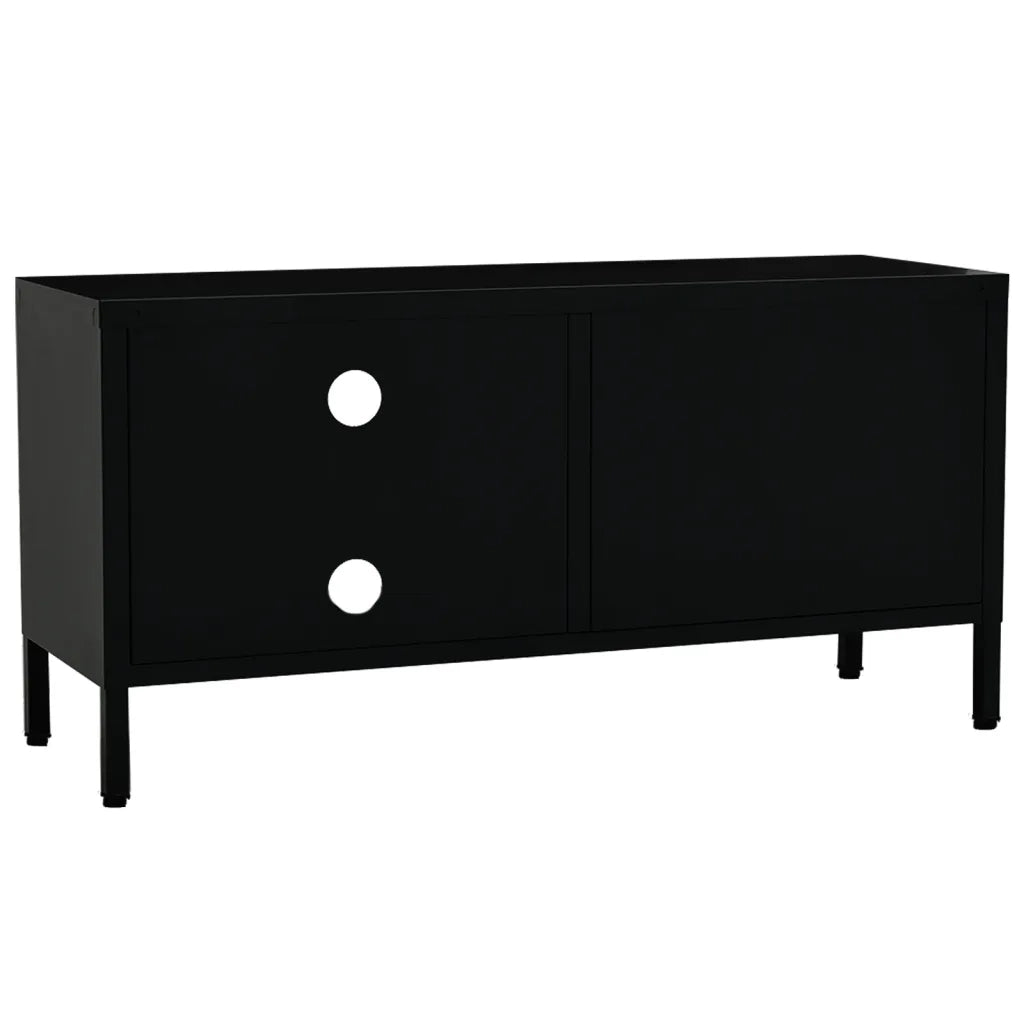 Mobile TV Nero 90x30x44 cm in Acciaio e Vetro 336055