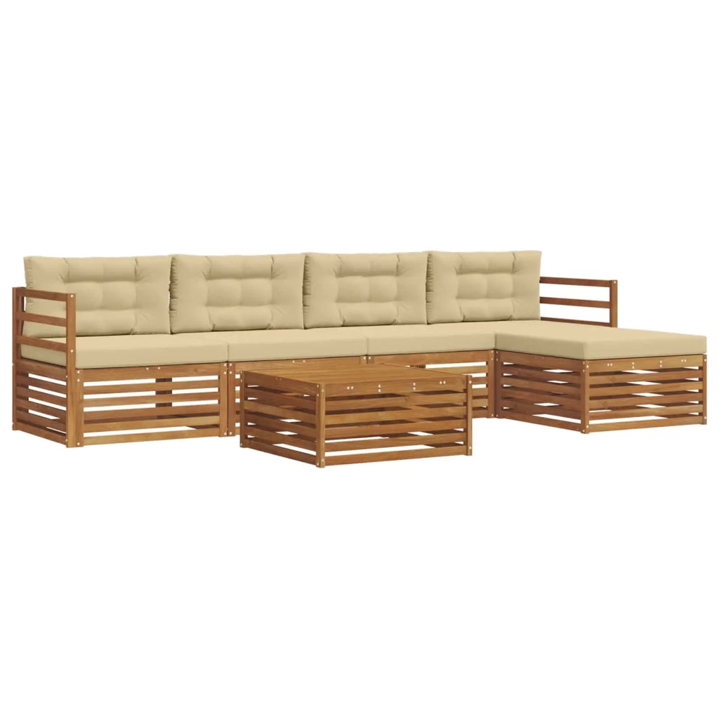 Set di divani da esterno con cuscino 6 pcs Naturale e Beige 3373323