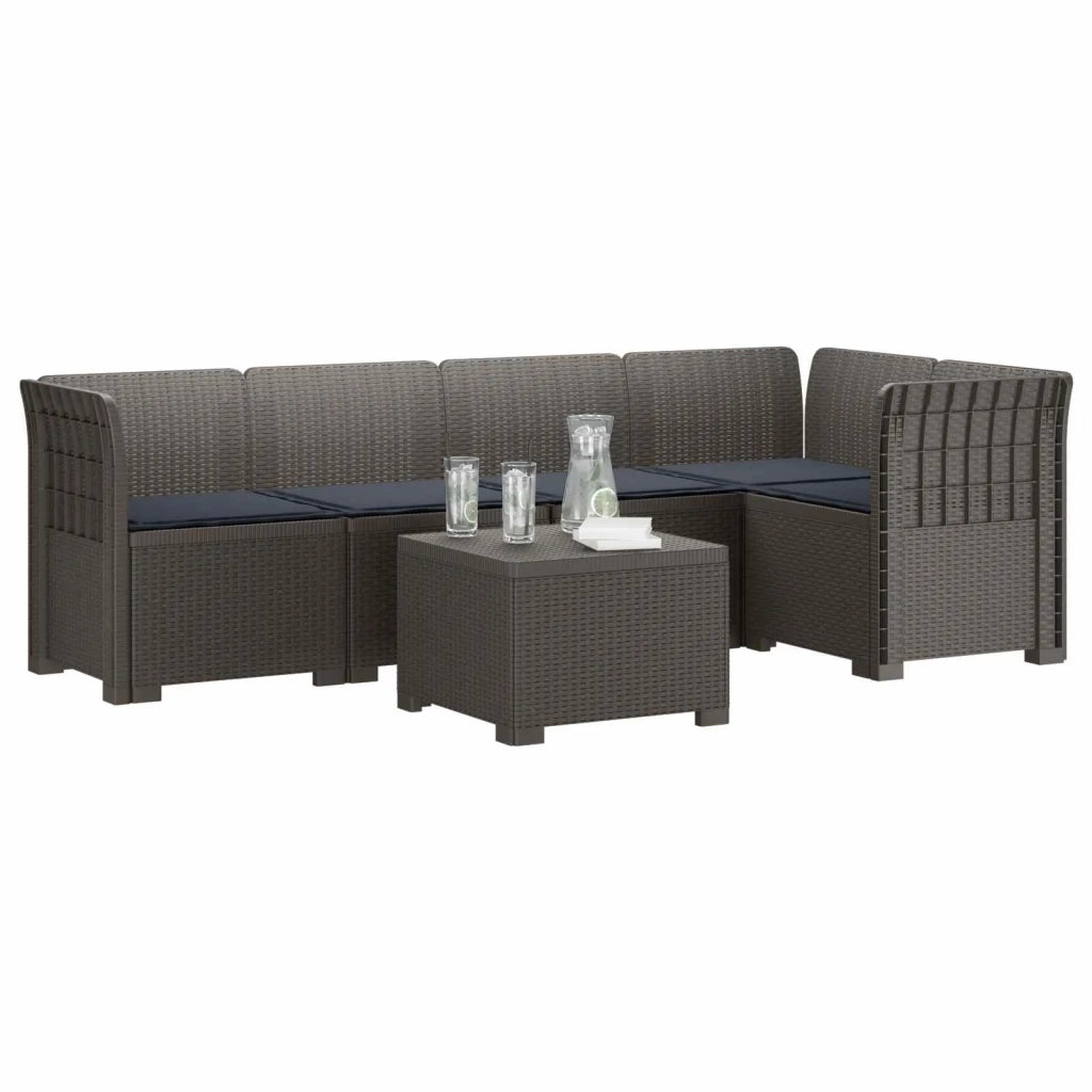Divano da Giardino 5 Posti con Cuscini Stile Rattan PP 3444085