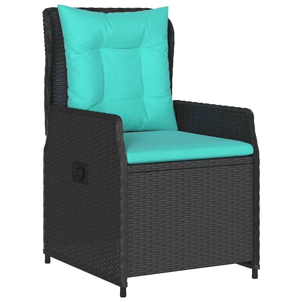 Set da Pranzo per Giardino 3 pcs Nero Poly Rattan