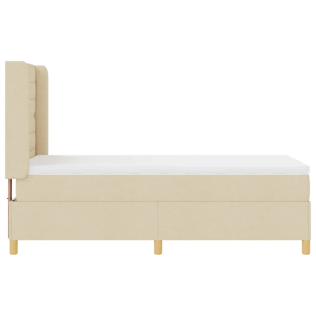 Letto a molle con strisce LED Crema 100 x 200 cm Tessuto 3343621