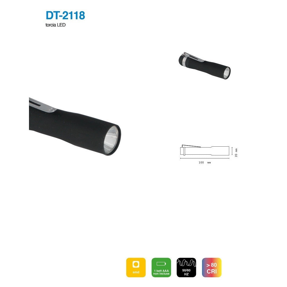 Trade Shop - Set 2 Pezzi Mini Torcia Led Tascabile Ottimo Per Escursioni Campeggio Dt-2118 -