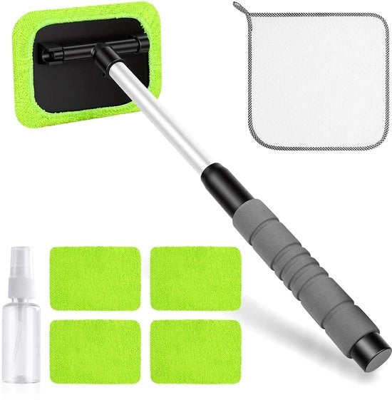 Kit di pulizia vetrata leggero - 8 pezzi - Set di spazzole microfibra lavabile - Disegno ergonomico - Multifunzionale - Per vetri interni auto e cucina - Pulitore vetrata multifunzionale