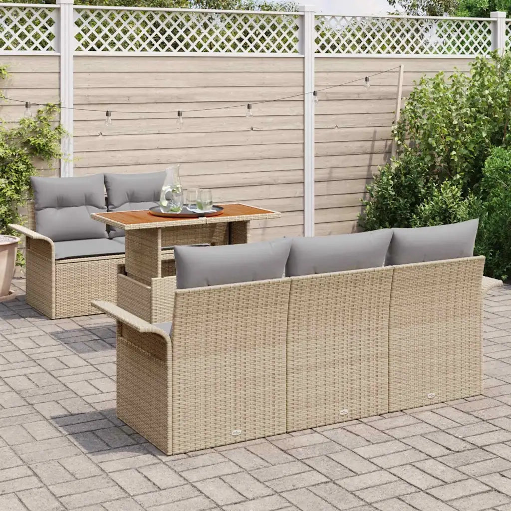 Set Divano da Giardino 6 pcs Beige e Grigio Chiaro polyrattan 3349272