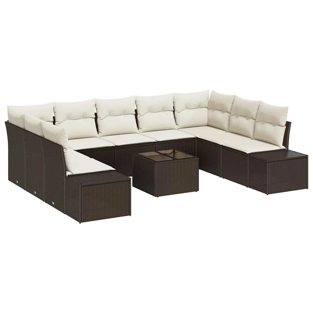 Set Divano da Giardino 9 pcs Marrone e Crema Polyrattan 3355897