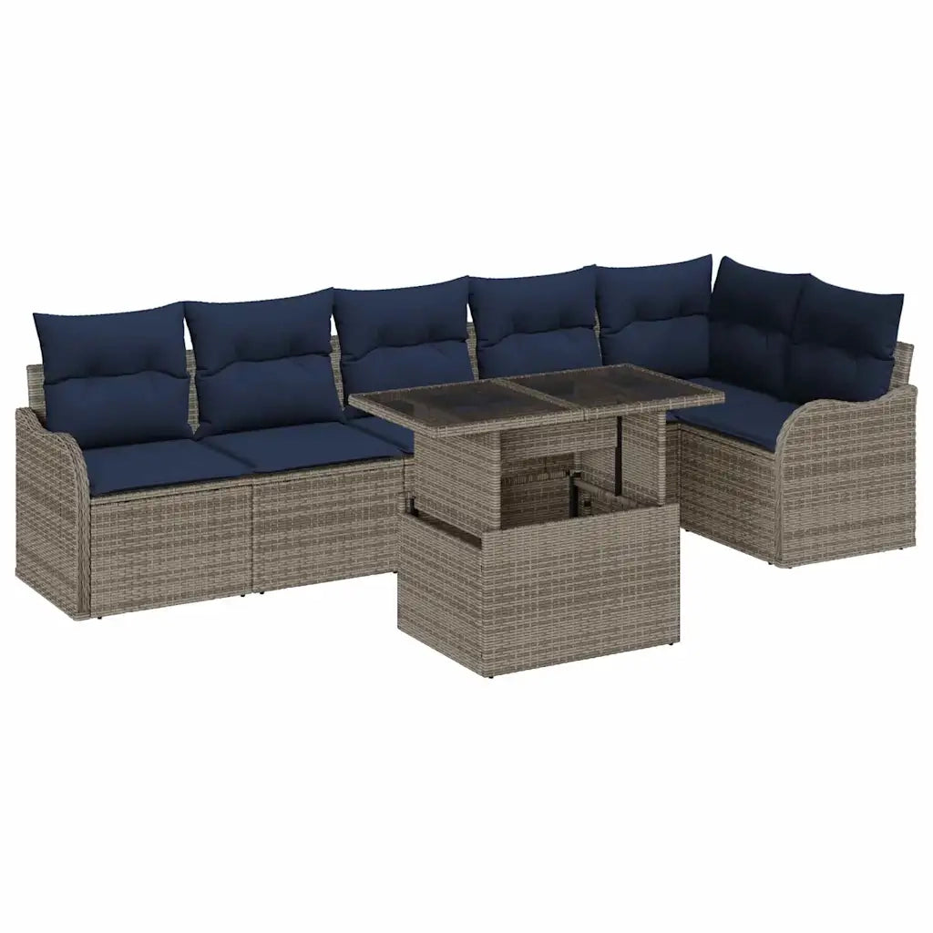 Set Divano da Giardino 7 pz Grigio polyrattan 3348481