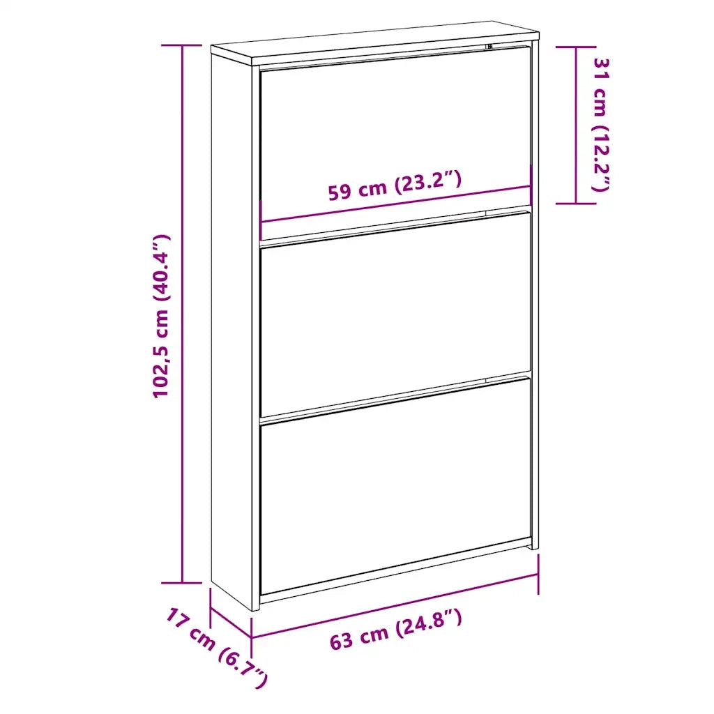 Scarpiera con 3 Ripiani e Specchio Bianco 63x17x102,5 cm 243048