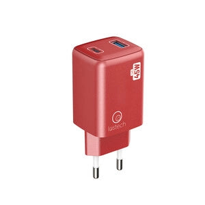 CARICATORE GAN 45W ROSSO USB-C/USB-A CAVO USB-C/USB-C