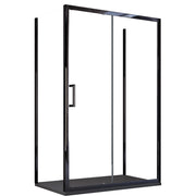 Box Doccia 3 Lati 75x100x75 cm 1 anta Scorrevoli con Profili Neri in Cristallo trasparente 6mm H195 Bonussi Sole