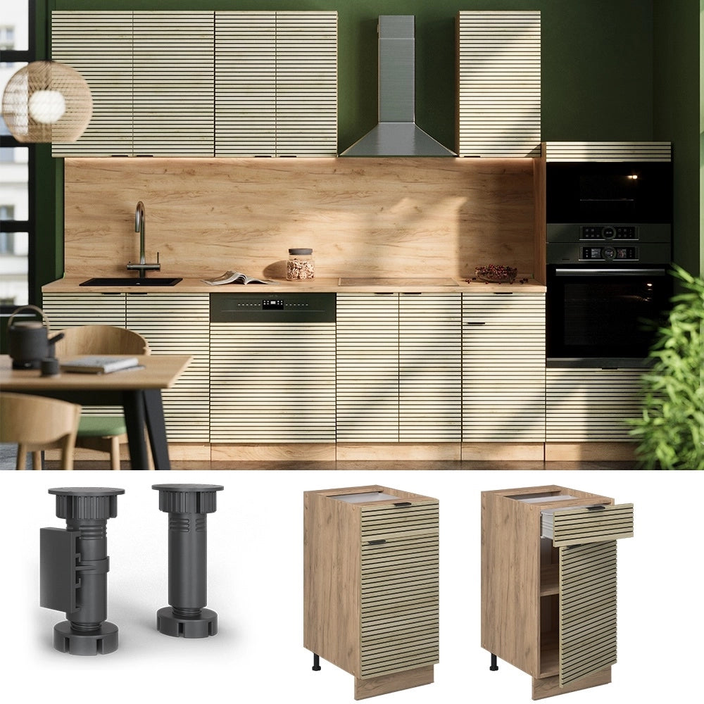Mobiletto base per cucina Fame-Line Pannello in quercia/Rovere dorato 40 cm, PL Rovere Vicco