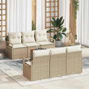 Set Divano da Giardino con cuscino 7 pcs Beige polyrattan 3347652