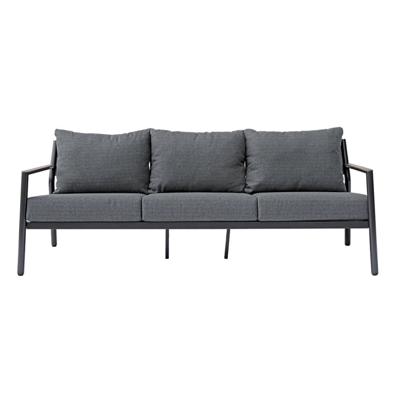 Salotto Cadice Alluminio Antracite Bracciolo Effetto Legno Moia