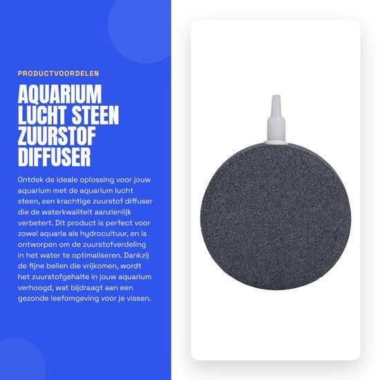 Luminaria per Acquario - Diffusore di Ossigeno - 8 cm - Resistente allo Sfregamento e Corrosione - Grigio - Aumenta il Tasso di Ossigeno
