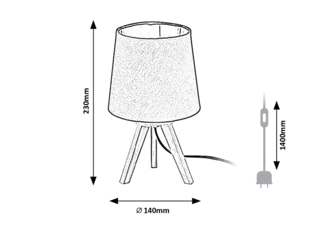 Lampada da comodino treppiede faggio nero E14 Rabalux