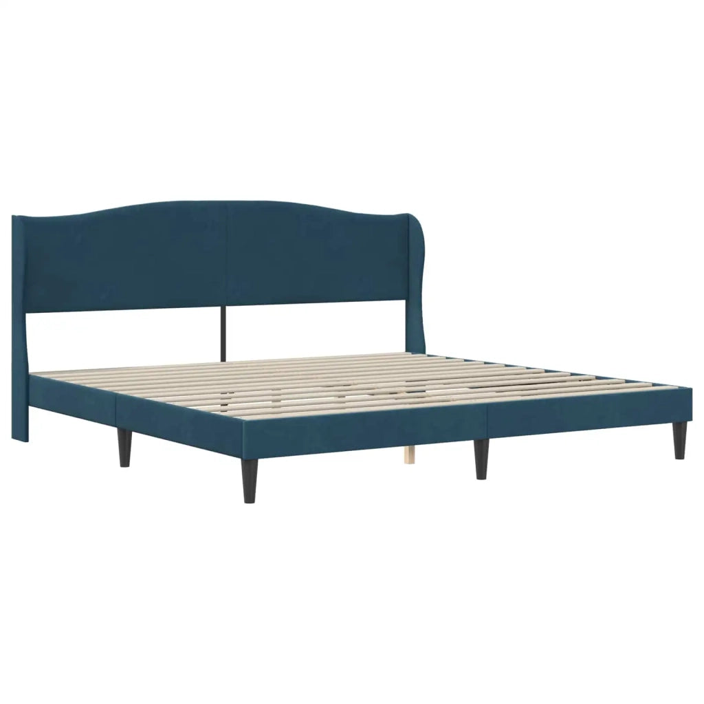 Letto matrimoniale | Letto per adulti | Struttura del letto con testiera Blu 200 x 200 cm Velluto