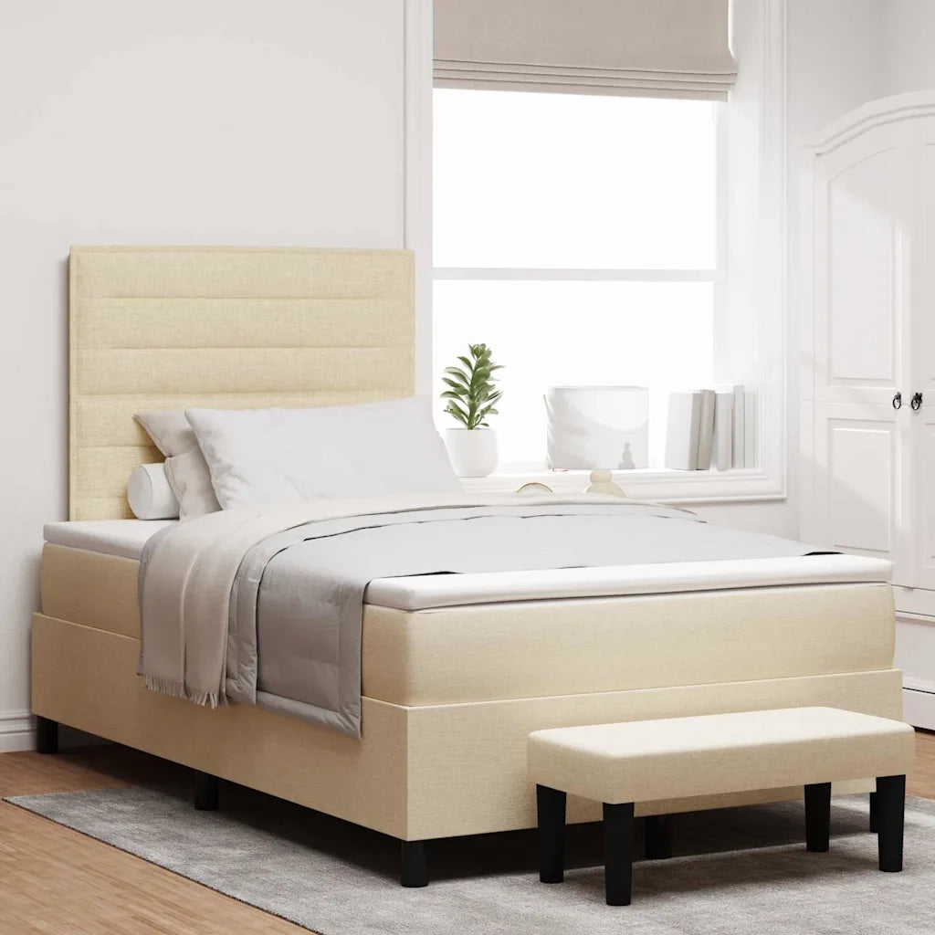 Letto a molle con testiera Crema 120 x 190 cm Tessuto 3343979