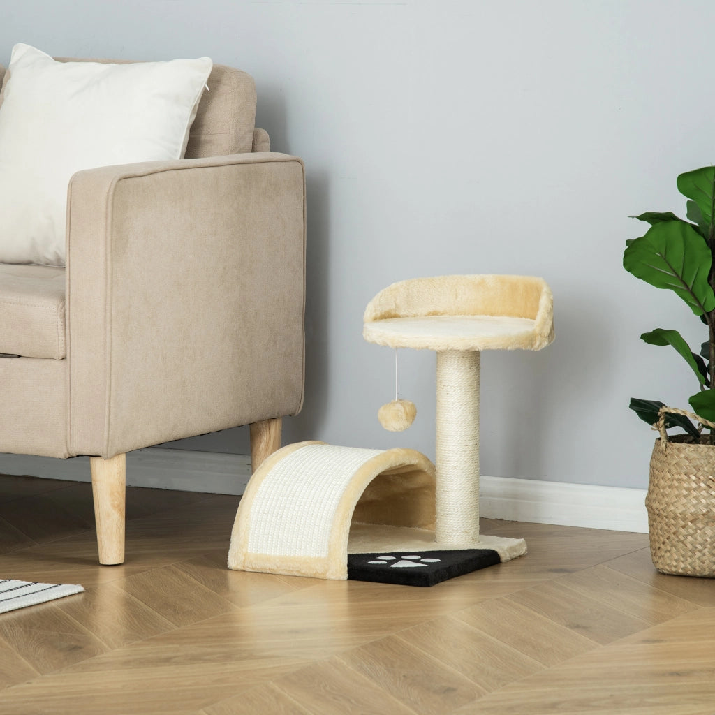 Albero tiragraffi per gatti con palla e piattaforma ¨C zephmum ¨C 46x46x46 beige