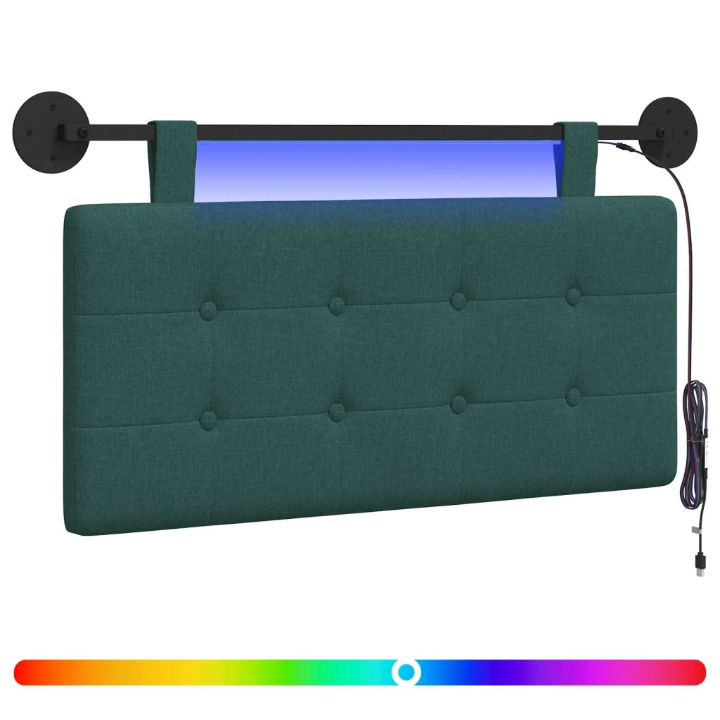 Testiera sospesa Con luce LED Verde Scuro Tessuto 3424371