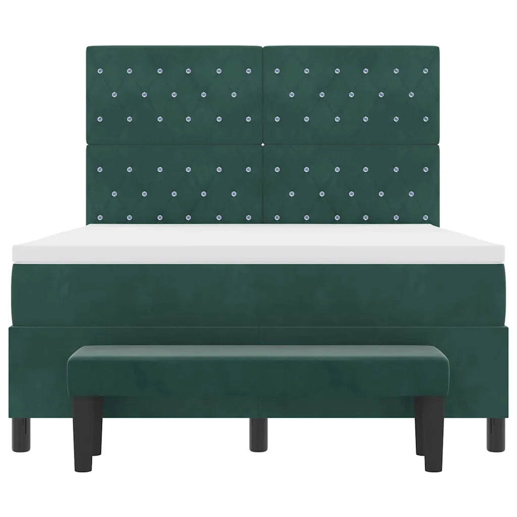 Letto a molle con testiera Verde scuro 200 x 140 cm Velluto 3344453