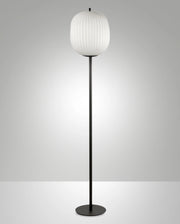 Domizia Lampada da terra in metallo e vetro soffiato colore Nero, attacco E27 40W, design elegante con variatore di intensità luminoso incluso