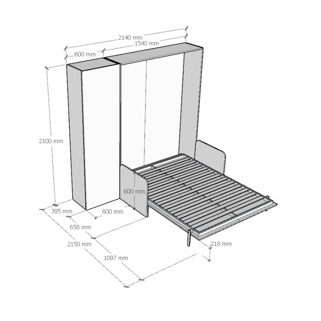 Letto 140 Sofà Kentaro Noce con colonna sx-dx