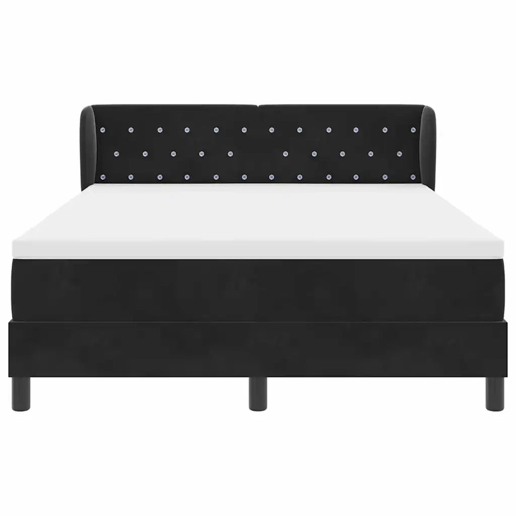 Letto a molle con materasso Nero 140 x 200 cm Velluto 3340336