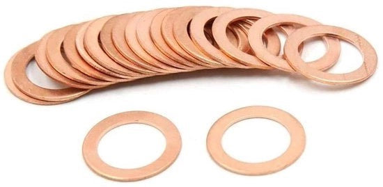 20 anelli di rame - sigillatura - anello piatto - anello di lubrificazione - imballaggio - confezione - anelli - adatto per tappo carter - M17x21x1.0