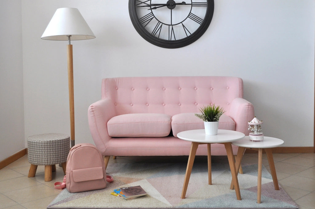 Divano 2 posti in tessuto rosa dallo stile scandinavo - Emily - DI-EM192P