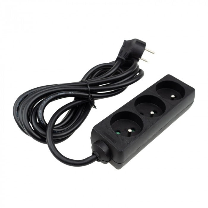 Prolunga elettrica 3 prese 3 m con terra nera Ecolight