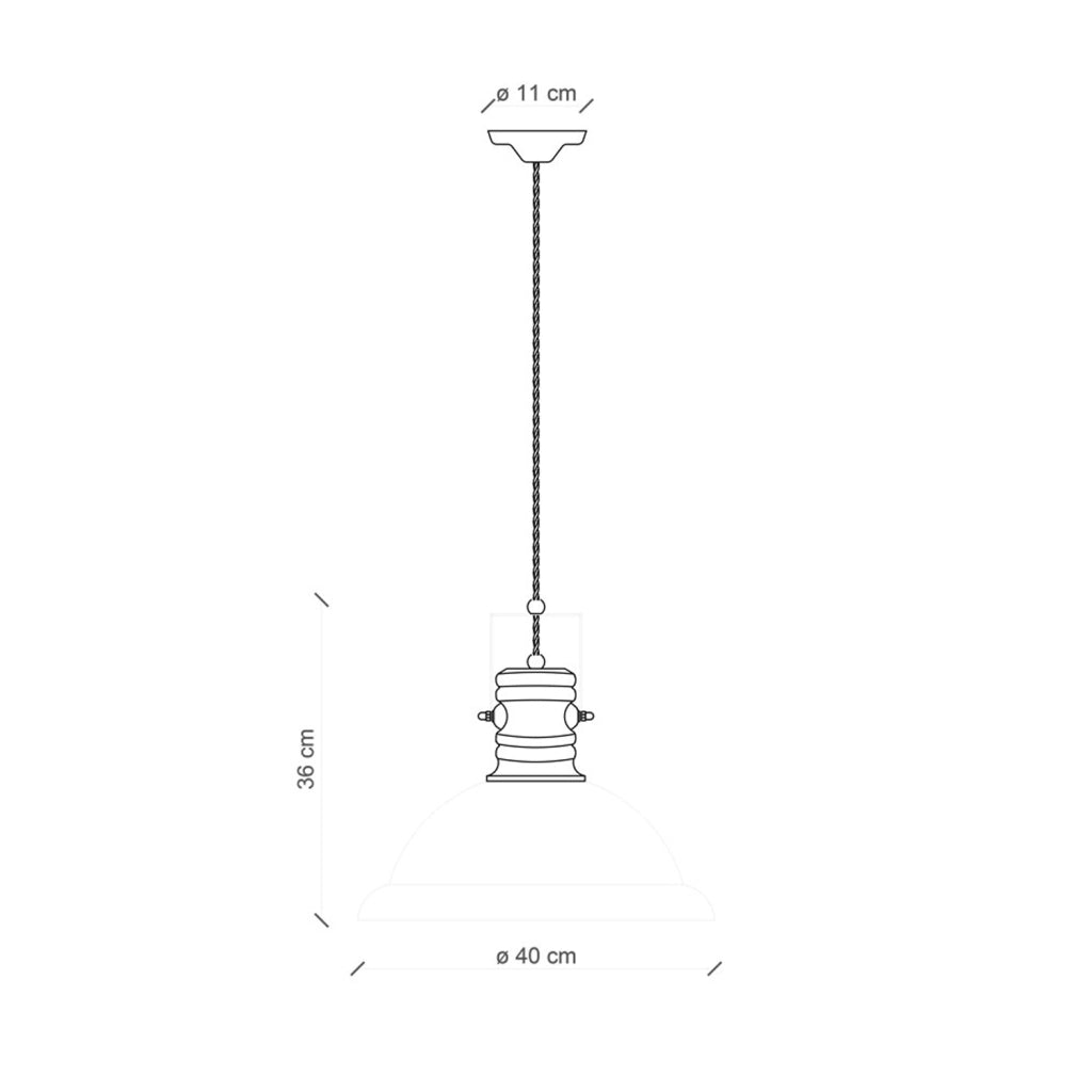 Lampadario Industrial Ferro E Ceramica Vintage Nero 1 Luce E27 40Cm