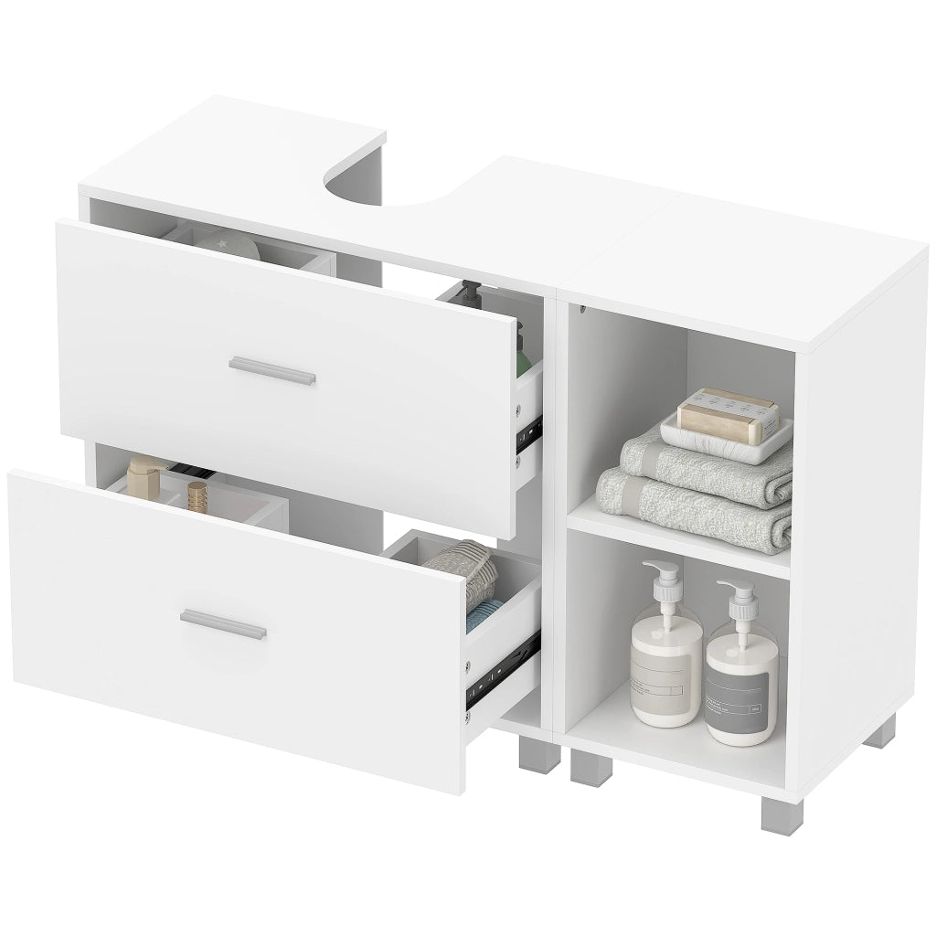 Mobile Sottolavabo con 2 Cassetti e 2 Ripiani Aperti ¨C Xylo ¨C Bianco 90x30x60 cm