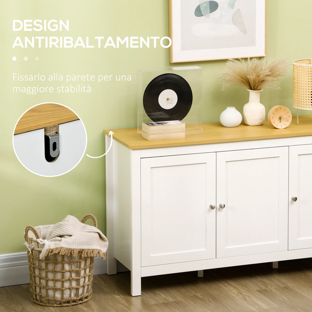 Armadio con 2 Ante e Ripiani Regolabili ¨C Minimal ¨C Bianco e Legno 120x40x70