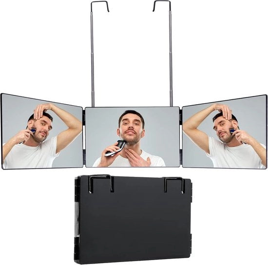 Specchio a tre sezioni con supporti regolabili per altezza per trucco e doccia - Specchio da rasatura - Specchio da appendere