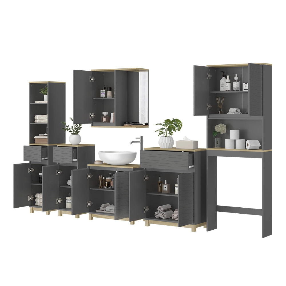 Vicco Set di mobili da bagno Antracite/quercia 6 parti
