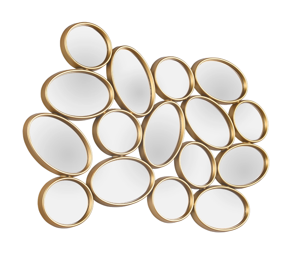 MADDY SPECCHIO DA PARETE FORME OVALI CORNICE PLASTICA 90X61CM ORO