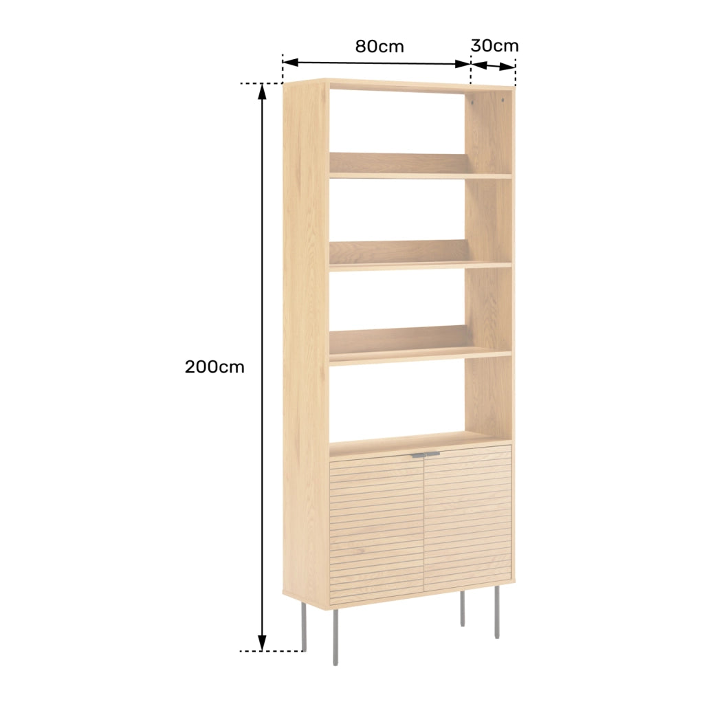 Libreria in legno con 4 ripiani e 2 ante STINNA